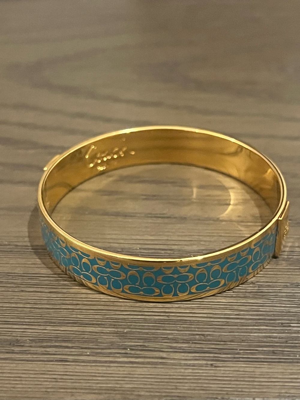 Gold-Tone Turquoise Signature C Patterned Bangle Bracelet